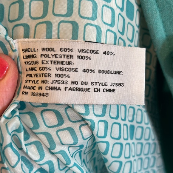 Anthropologie Tulle teal wool peacoat women’s size large - Picture 9 of 14